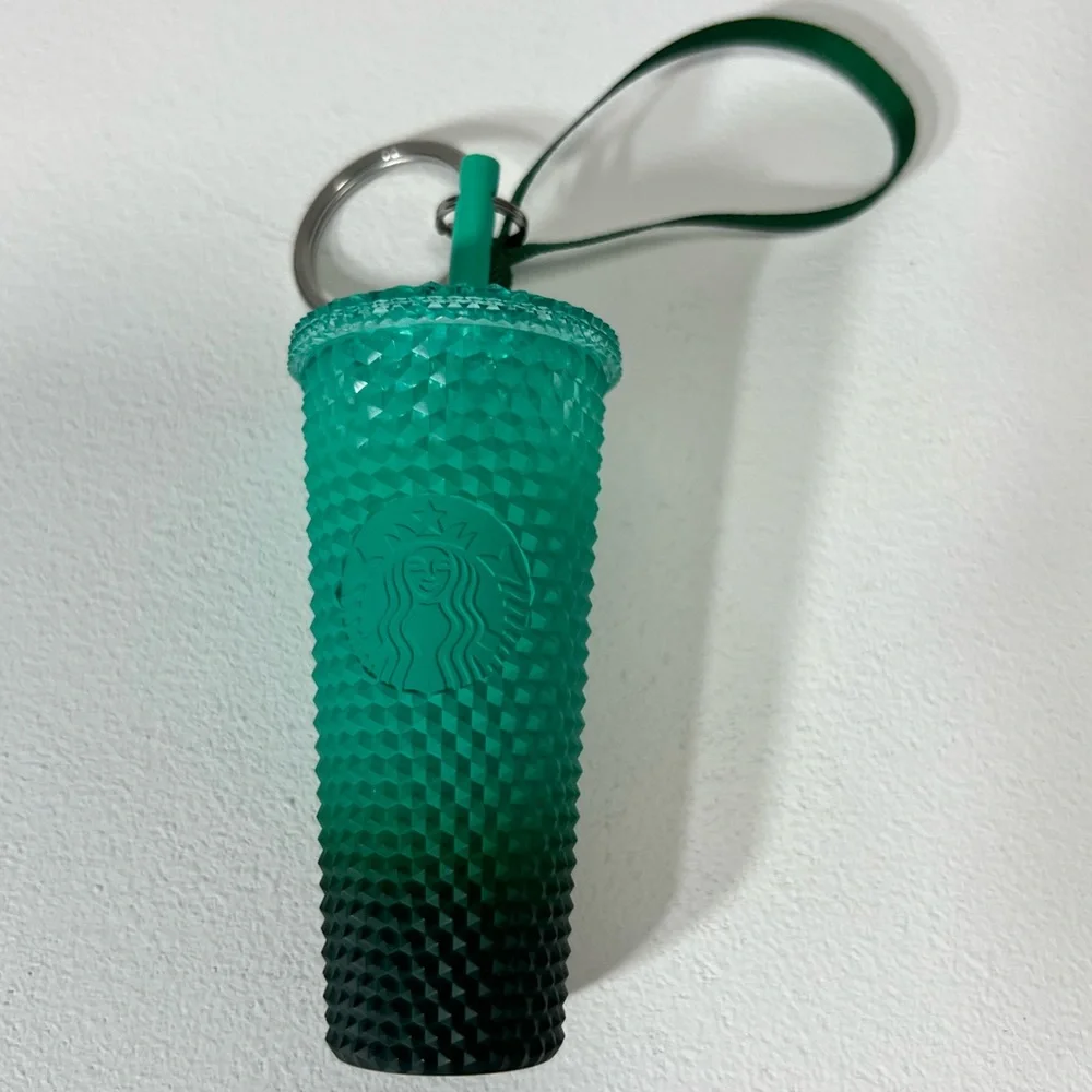 Starbucks Cold Cup Keychain & Ornament Ombre Teal Gradient Textured Tumbler Cup